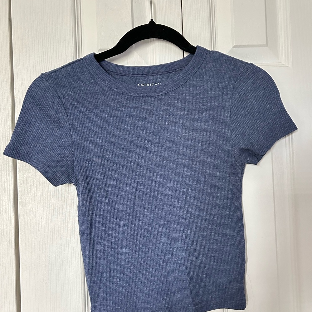 American Eagle Blue Ribbed Top